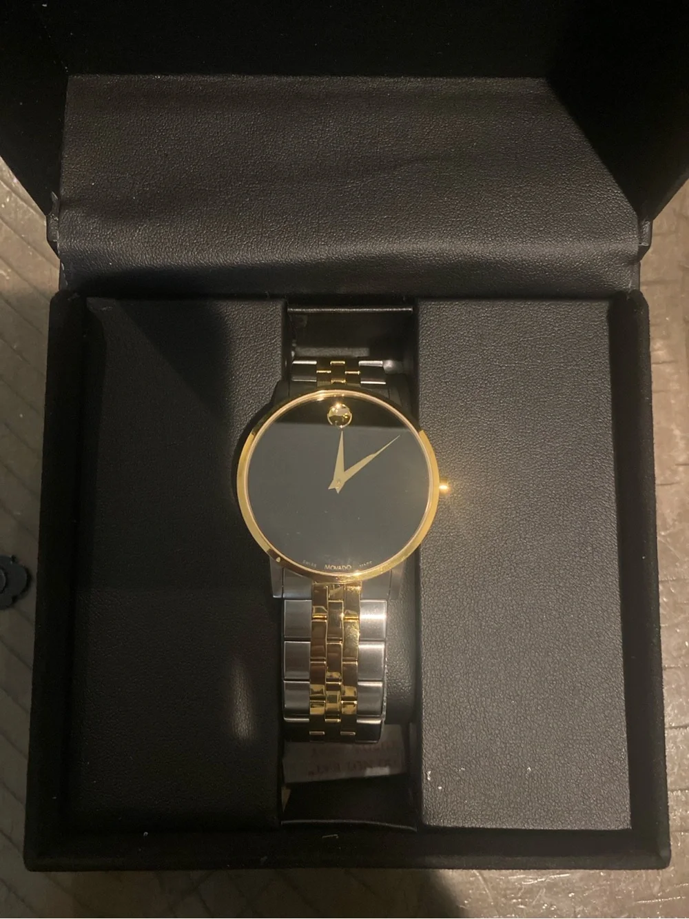 Movado Black Watch Presentation Box with Branded Lid